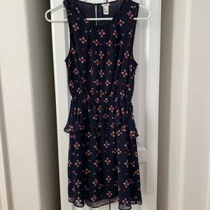 Forever 21 blue red peplum dress w/ geometric pattern